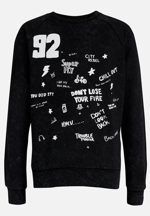 Name It - Boys Printed Sweater Black