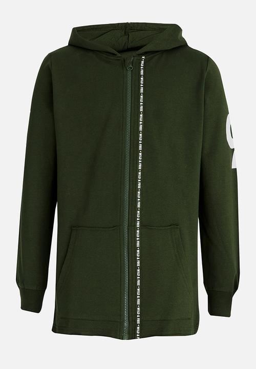 Name It - Boys Printed Hoodie Khaki Green