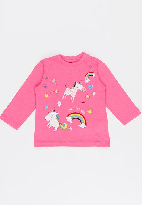 Soobe - Girls Printed Long Sleeve Tee Mid Pink
