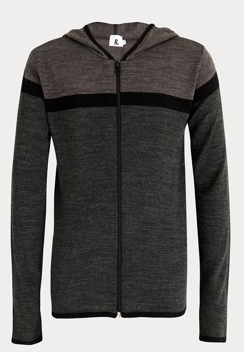 Rebel Republic - Zip Through Long Sleeve Hoodie Cardigan Charcoal