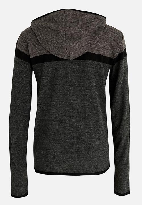 Rebel Republic - Zip Through Long Sleeve Hoodie Cardigan Charcoal
