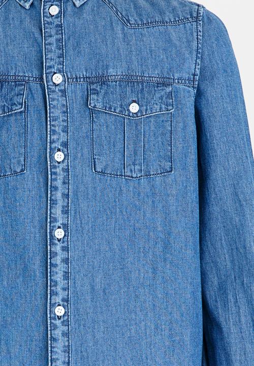 GUESS - Slim Denim Shirt Mid Blue