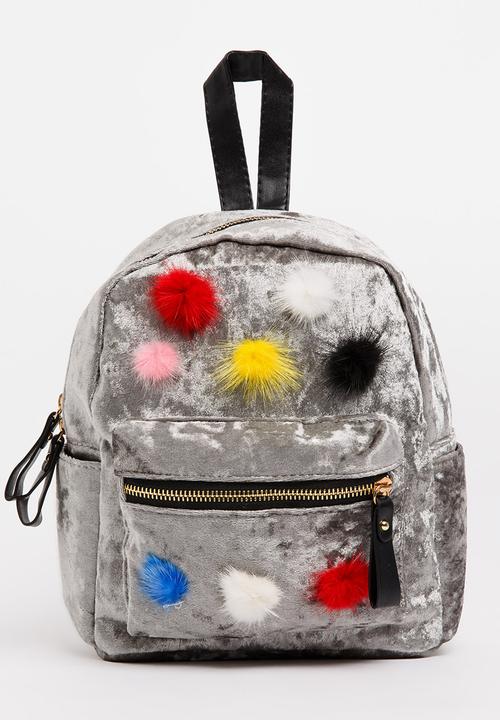Pop Candy - Pom Pom Detailed Backpack Silver