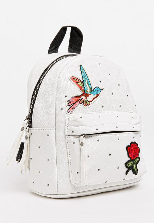 Pop Candy - Backpack with Badge Detail White