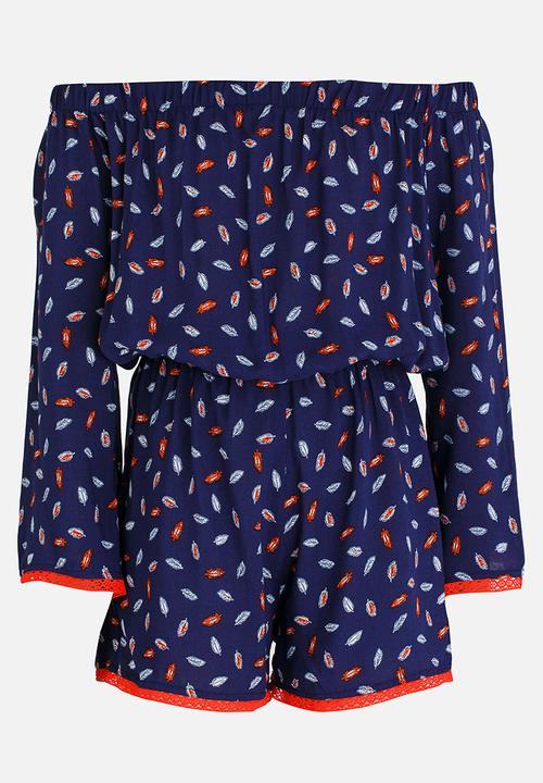Rebel Republic - Playsuit with Shirring Detail Multi-colour