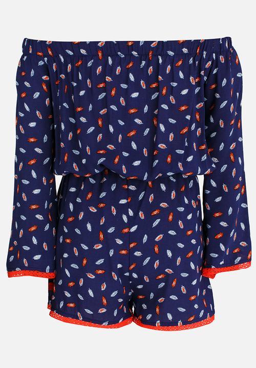 Rebel Republic - Playsuit with Shirring Detail Multi-colour