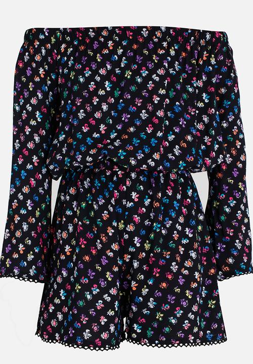 Rebel Republic - Playsuit with Shirring Detail Multi-colour