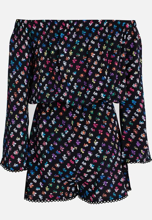 Rebel Republic - Playsuit with Shirring Detail Multi-colour
