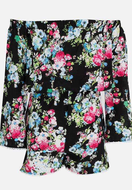 Rebel Republic - Playsuit with Shirring Detail Multi-colour