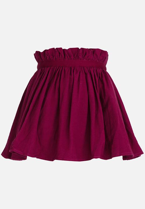 Pop Candy - Girls Elasticated  Skirt Burgundy