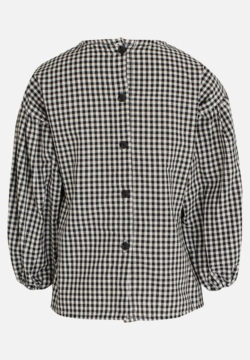 Pop Candy - Long sleeve check top - black & white
