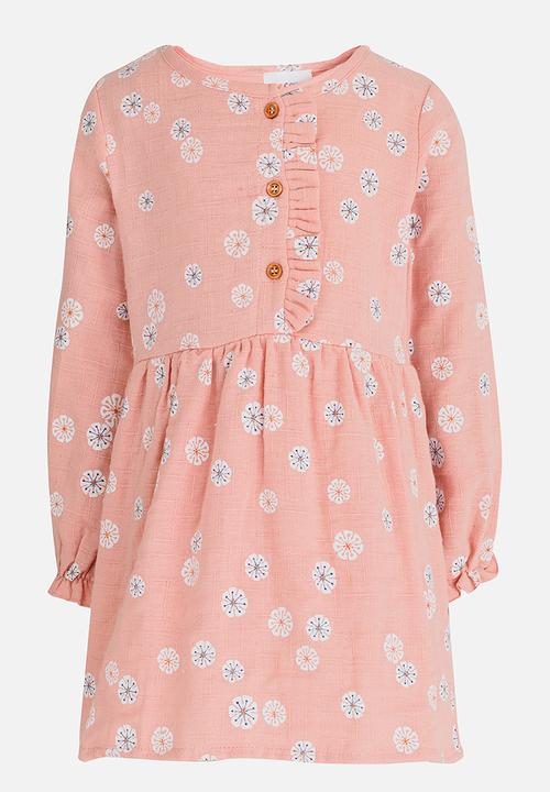 Pop Candy - Girls Printed Long Sleeve Dress Mid Pink