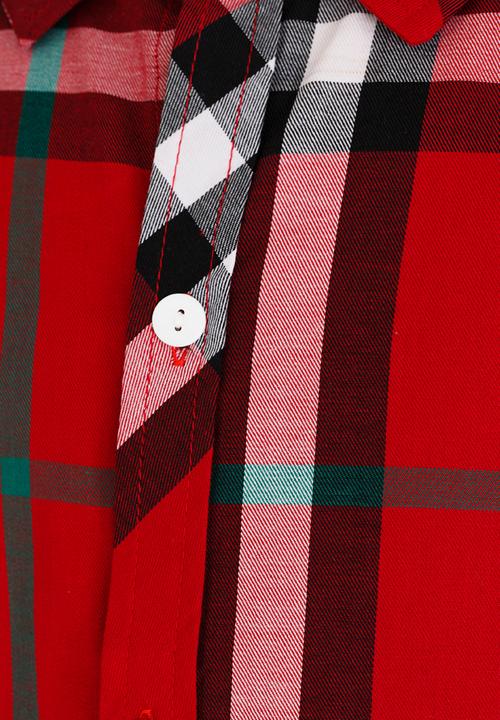 Pop Candy - Check long sleeve shirt - red, white & black 