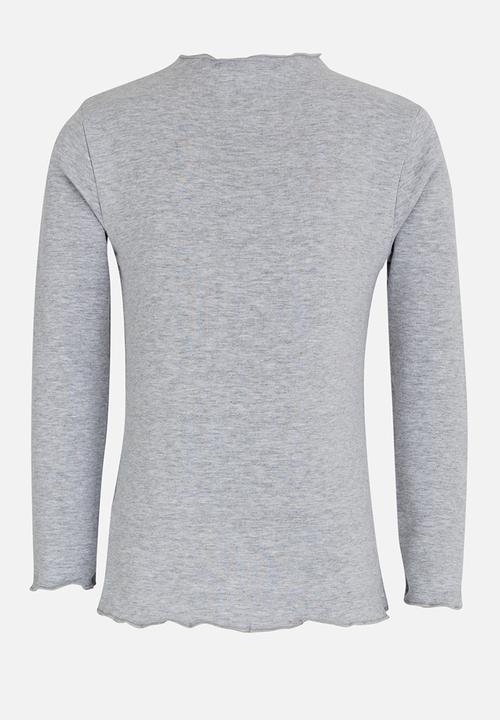 Pop Candy - Long Sleeve Polo Neck Grey