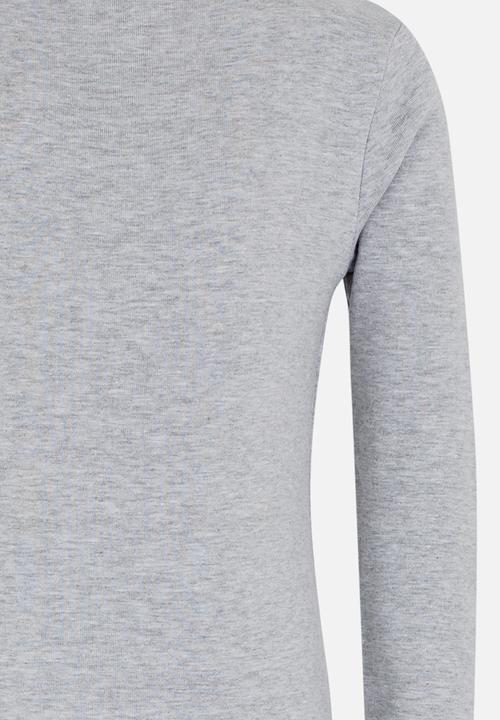 Pop Candy - Long Sleeve Polo Neck Grey