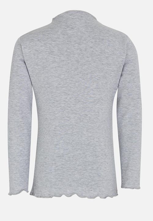 Pop Candy - Long Sleeve Polo Neck Grey