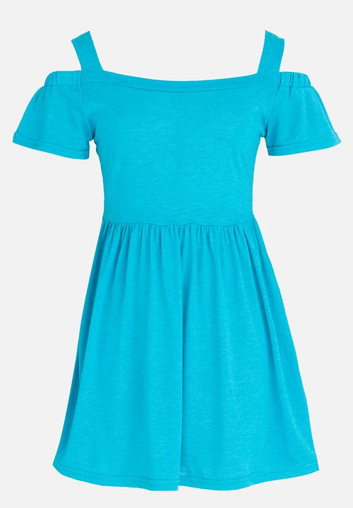 Rebel Republic - Cold Shoulder Jersey Dress Turquoise