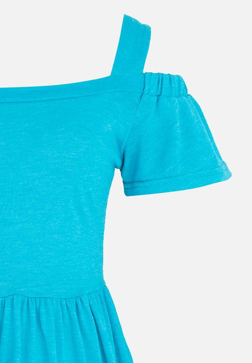 Rebel Republic - Cold Shoulder Jersey Dress Turquoise