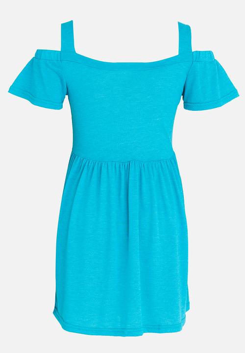 Rebel Republic - Cold Shoulder Jersey Dress Turquoise