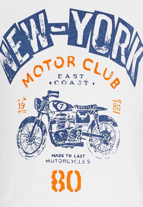 Pop Candy - Boys printed long sleeve tee - white & blue