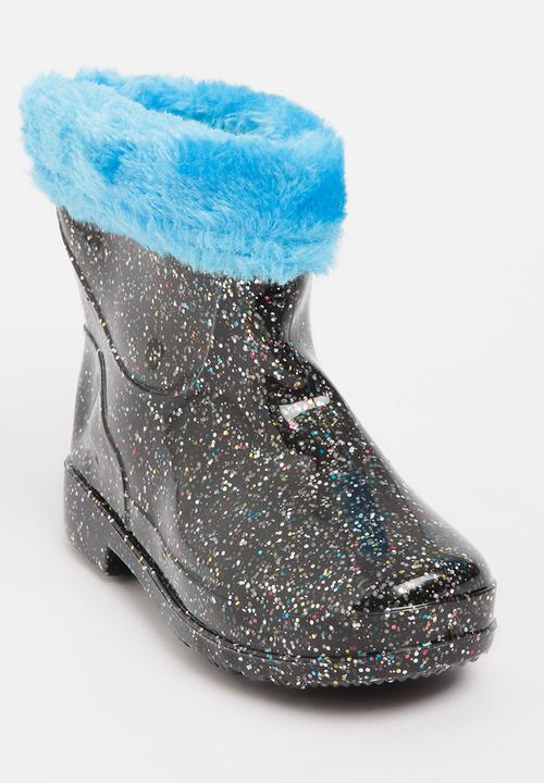 Pop Candy - Rain boot with fluffy trim - black 