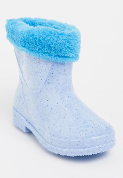 Pop Candy - Rain boot with fluffy trim - blue