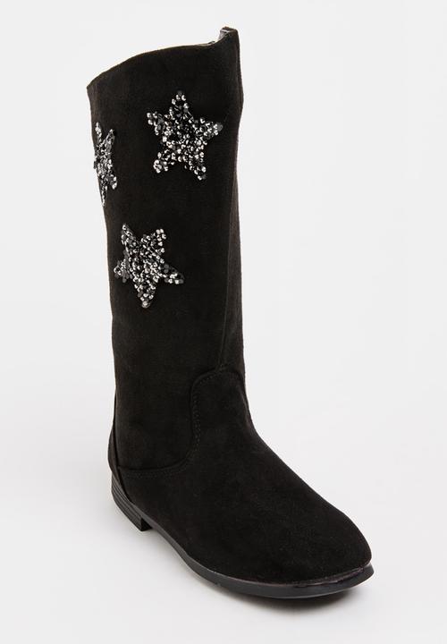Pop Candy - Girls Star Embellished Boot Black