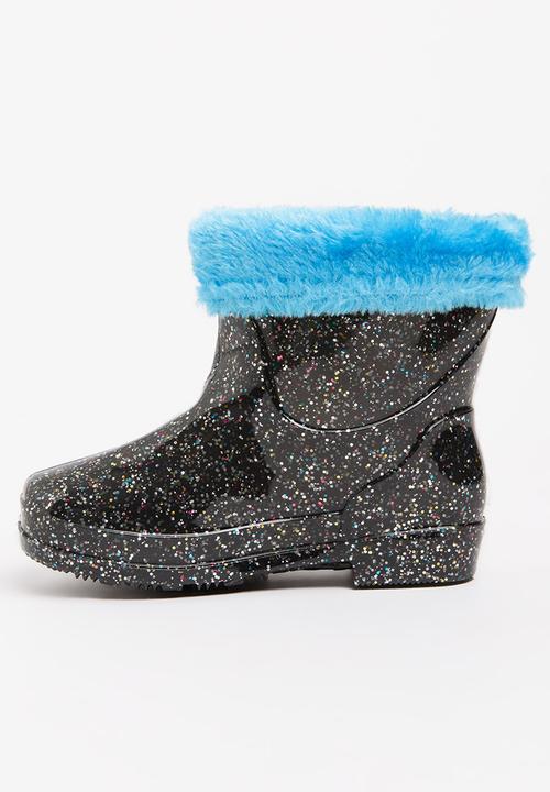 Pop Candy - Rain boot with fluffy trim - black 