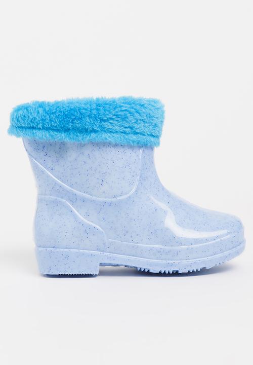 Pop Candy - Rain boot with fluffy trim - blue