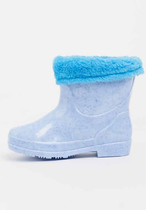 Pop Candy - Rain boot with fluffy trim - blue