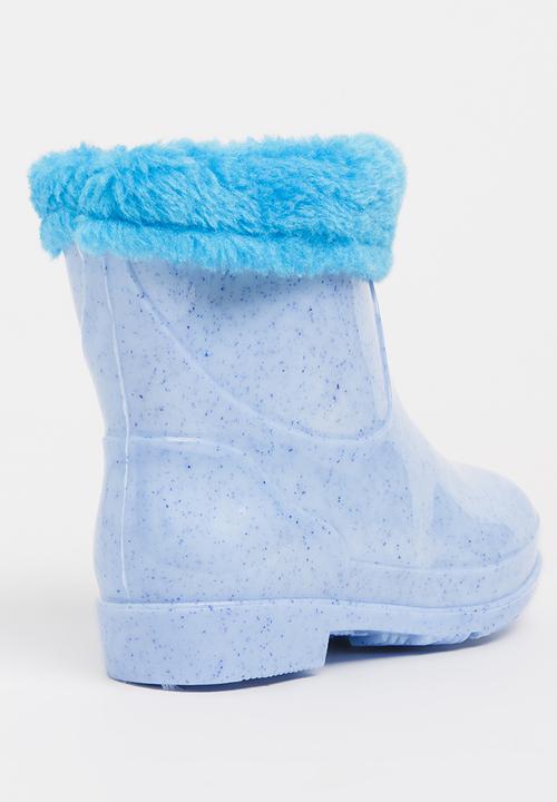 Pop Candy - Rain boot with fluffy trim - blue