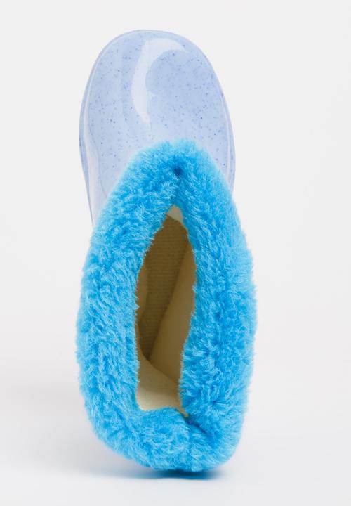 Pop Candy - Rain boot with fluffy trim - blue