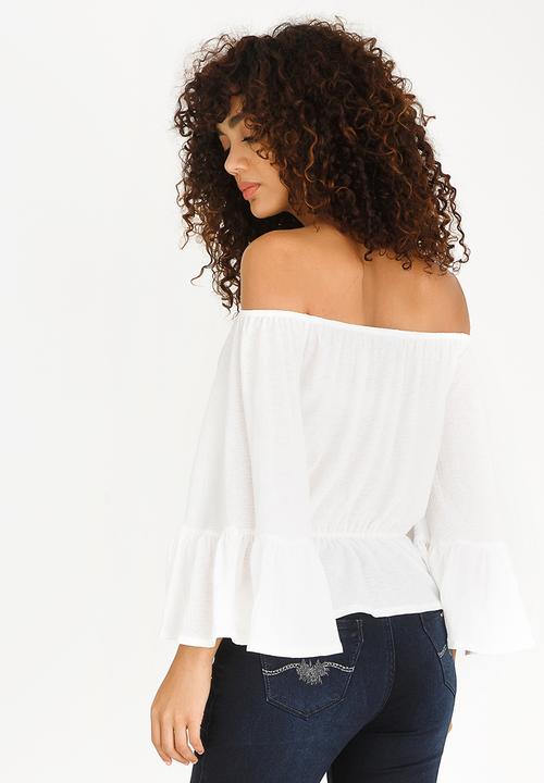 SISSY BOY - Wide Sleeve Bardot Blouse Off White