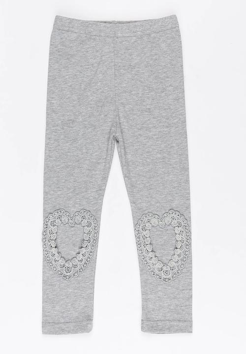 Pop Candy - Printed Heart Legging Grey