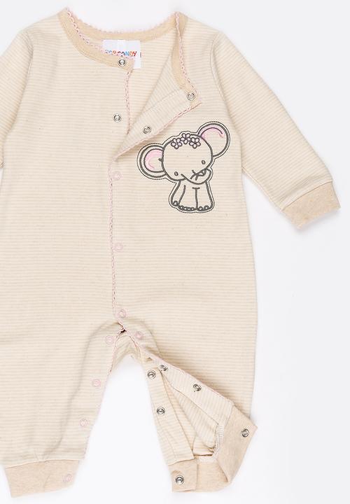 Pop Candy - Elephant printed sleepsuit - beige