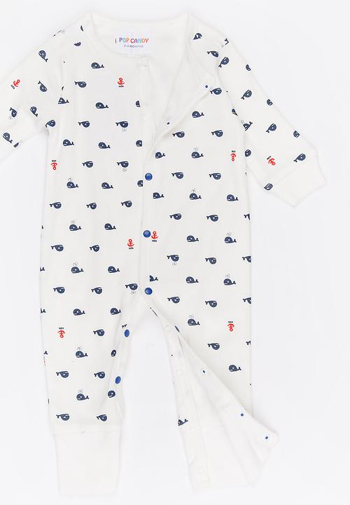 Pop Candy - Printed Sleepsuit Blue and White