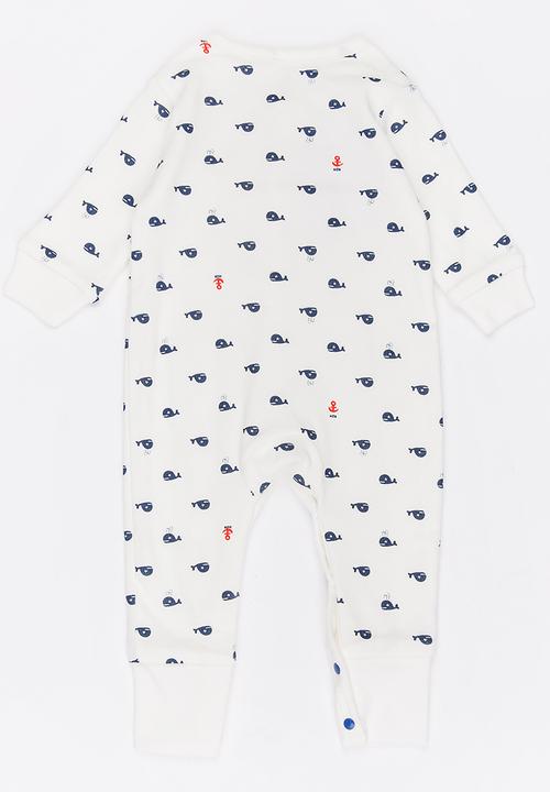 Pop Candy - Printed Sleepsuit Blue and White