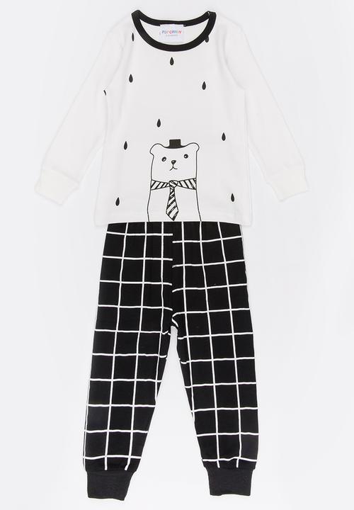 Pop Candy - Printed bear pj set - white/black