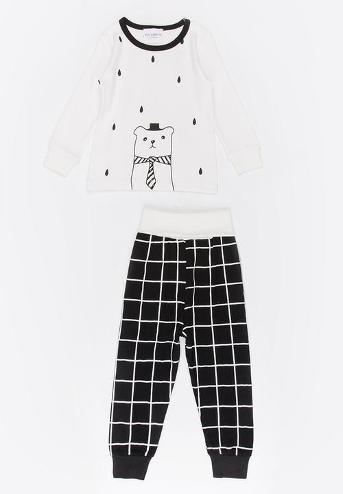 Pop Candy - Printed bear pj set - white/black