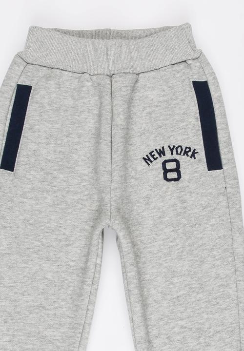 Pop Candy - Colour Block Track Pants Pale Grey