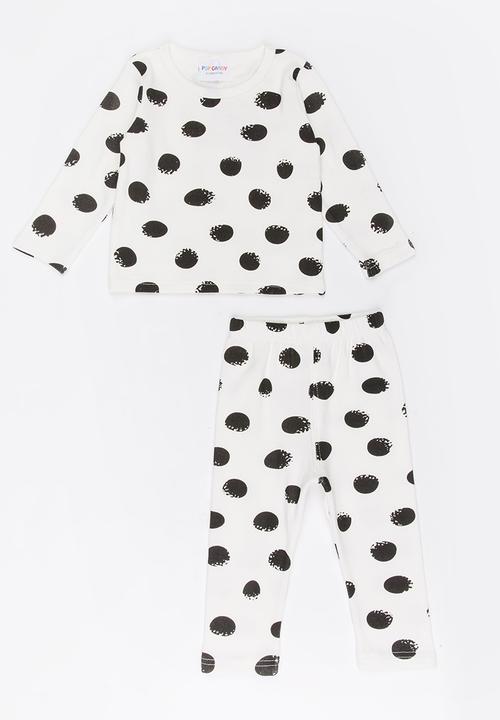 Pop Candy - Polka Dot  Pj Set Black and White