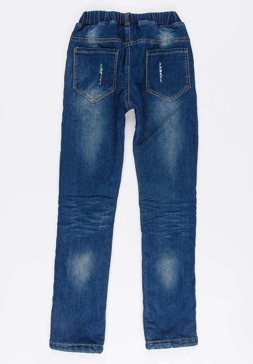Pop Candy - Girls Printed  Jeans Blue
