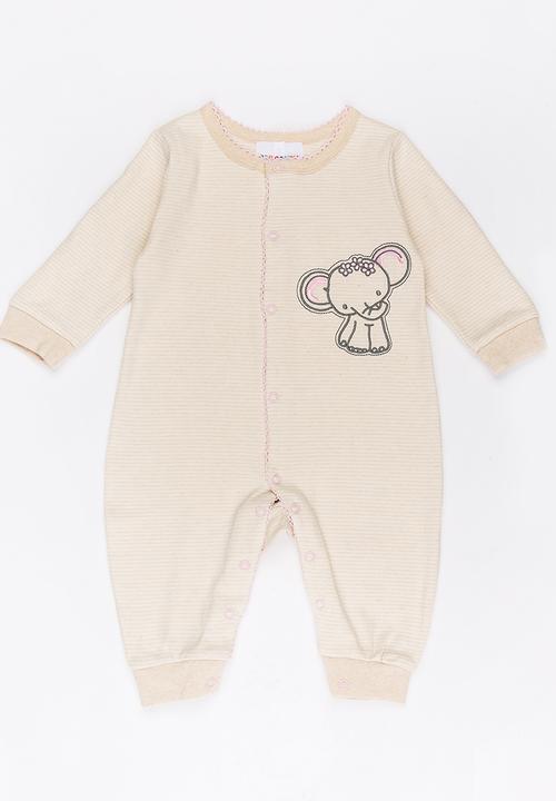 Pop Candy - Elephant printed sleepsuit - beige