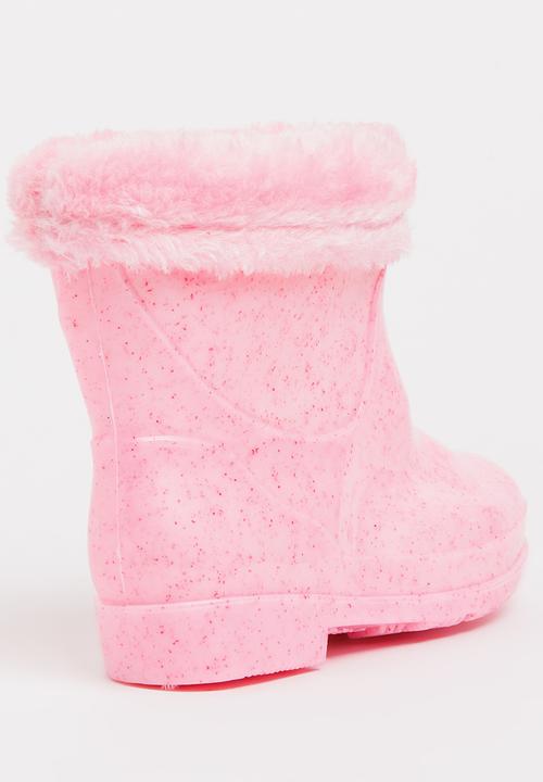 Pop Candy - Rain boot with fluffy trim - mid pink