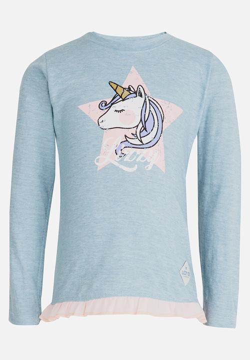 Lizzy - Samara Frill Hem Tee Pale Blue