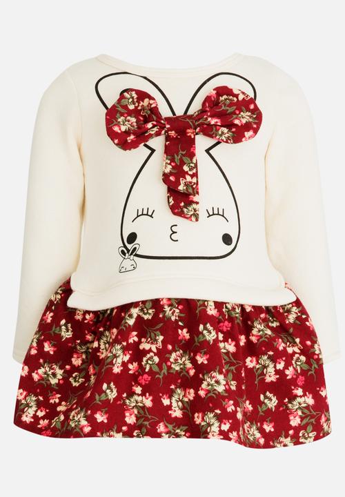 Pop Candy - Printed Sweat Top & Skirt Set Red