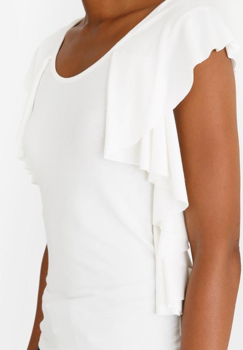 edit - Ruffle Top Off White