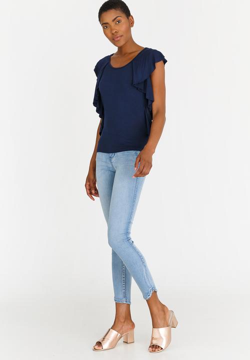 edit - Ruffle top - navy 