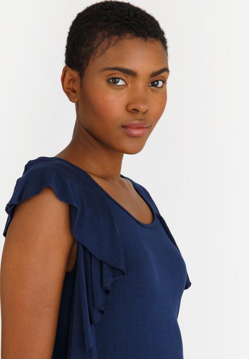 edit - Ruffle top - navy 