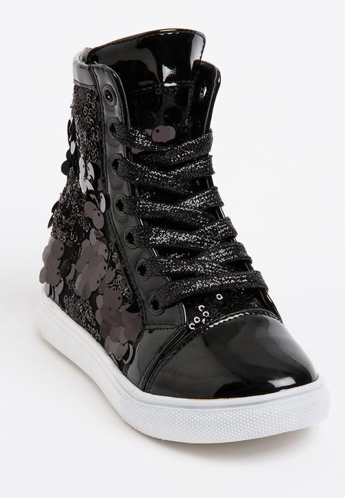 Pop Candy - Girls  Sparkle High Top Sneaker Black